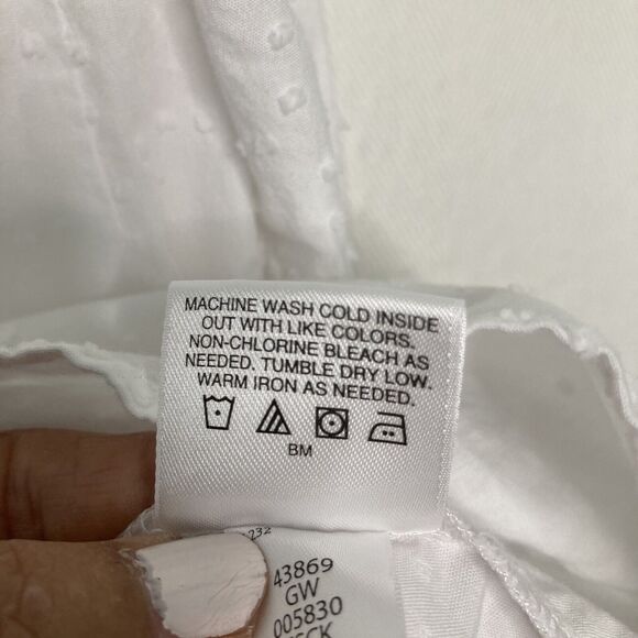 Hanna Andersson Blouse in Swiss Dot White Girls Size 140 (10) Button Up Shirt - Picture 9 of 11